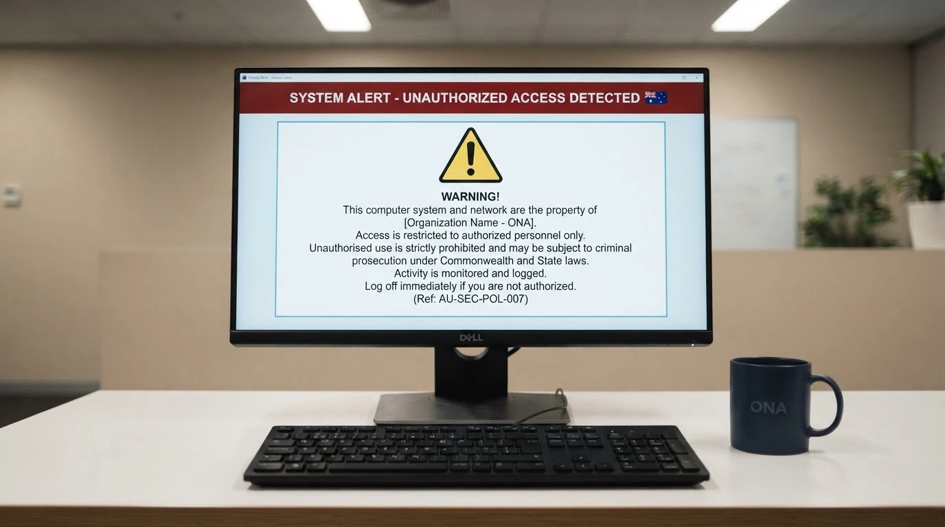 A web browser displaying an ACMA site-block notice on a desktop screen, with the Australian coat of arms visible