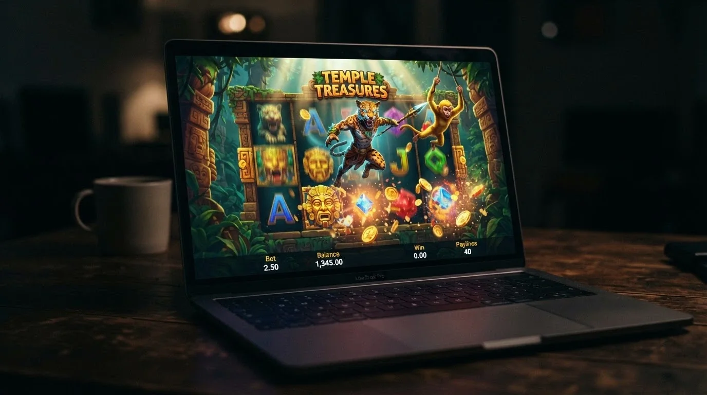 A full-screen Betsoft SLOTS3™ title in mid-spin, showing the cinematic 3D character animation and environment depth that defines the studio's visual style.
