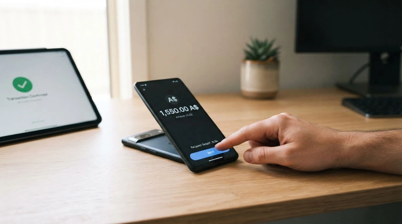 A smartphone showing a cryptocurrency wallet send screen with a small BTC amount, beside a casino deposit confirmation
