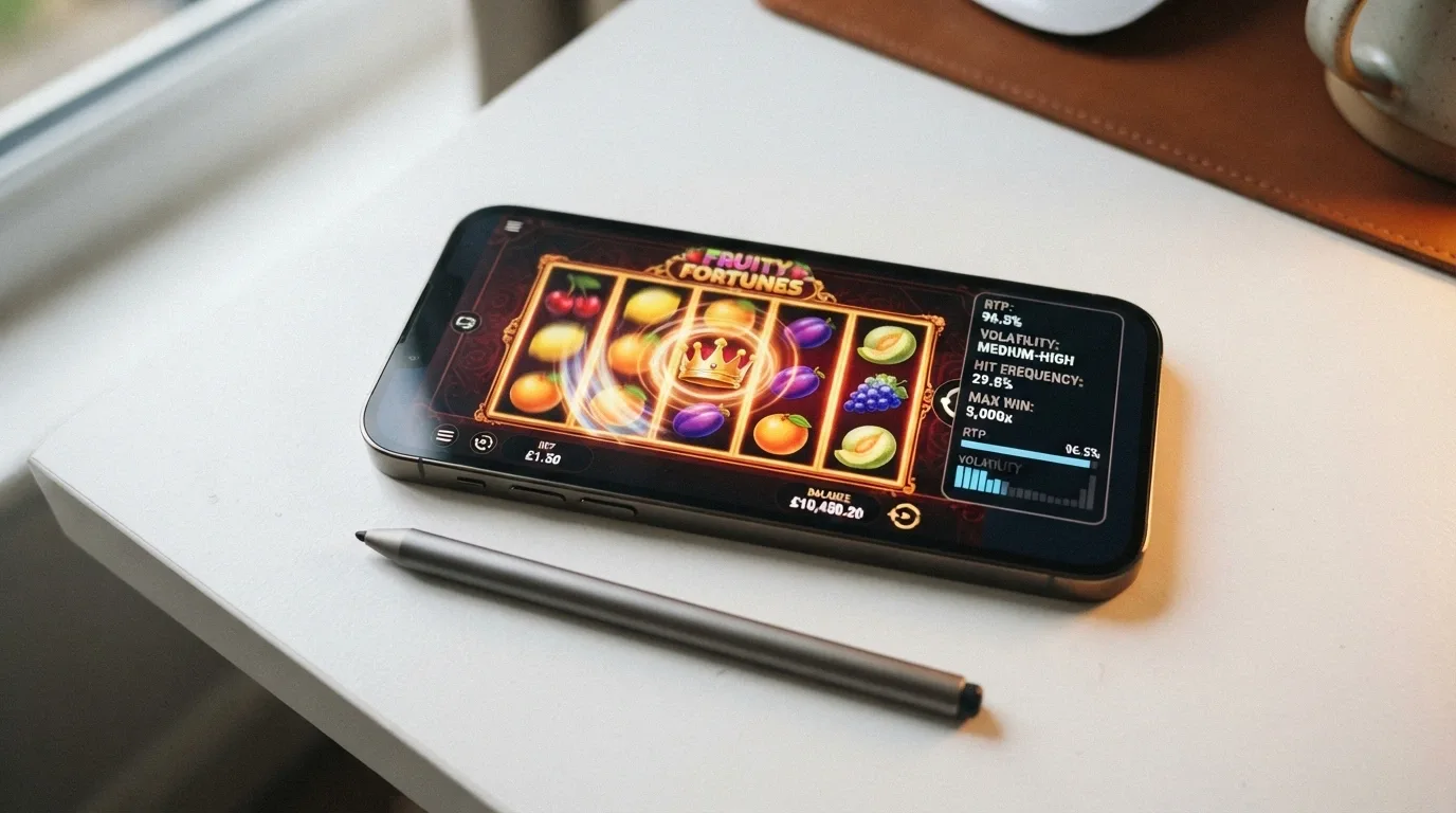 A smartphone displaying a 1spin4win slot game screen with the Hold & Win bonus round active and a visible RTP information panel beside the reels