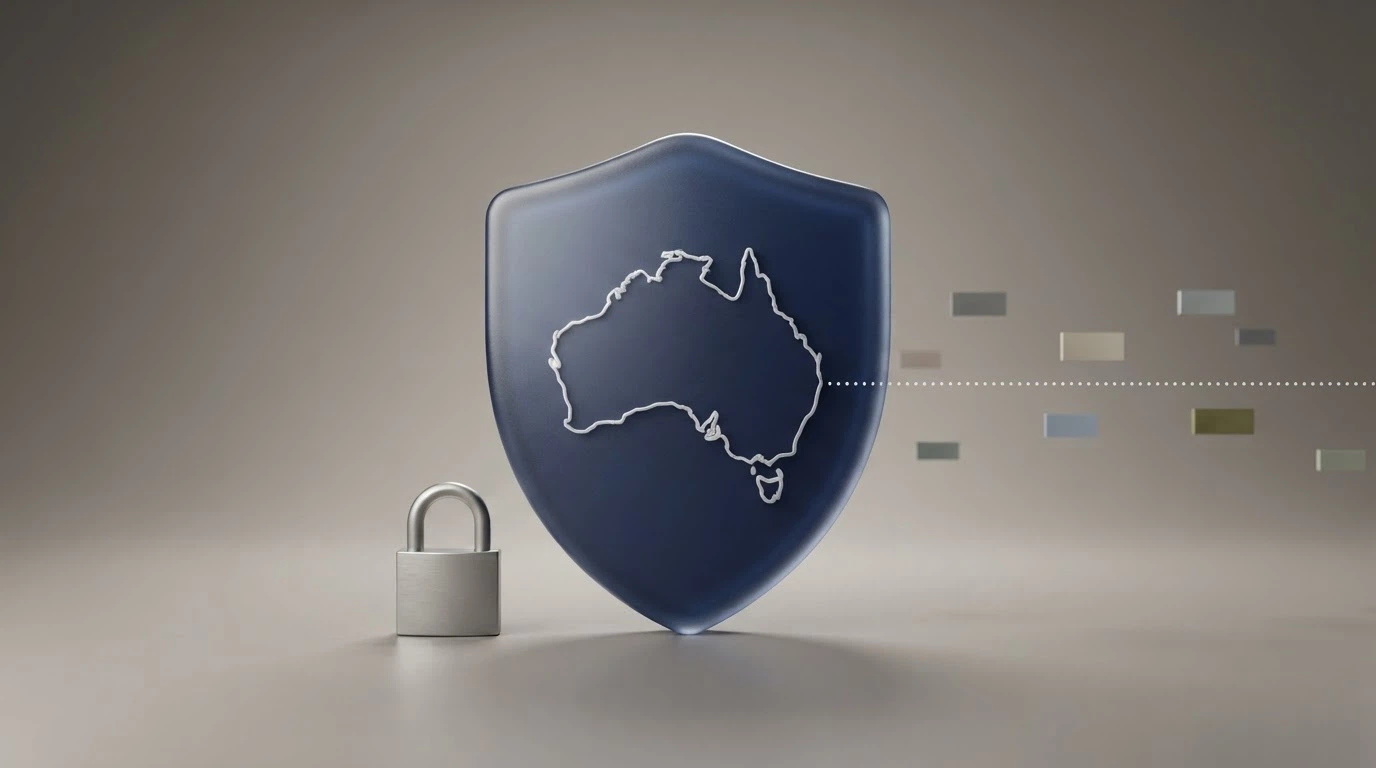 A simplified visual of the Australian regulatory framework — the IGA 2001, the ACMA logo and the BetStop register — with offshore casino logos placed outside the frame