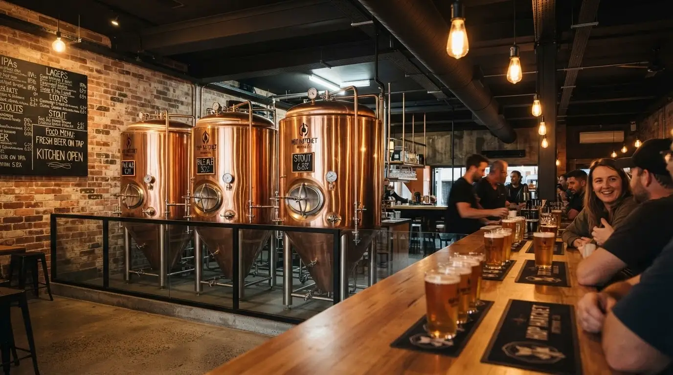 Brewing tanks of the Pirate Life microbrewery inside the venue